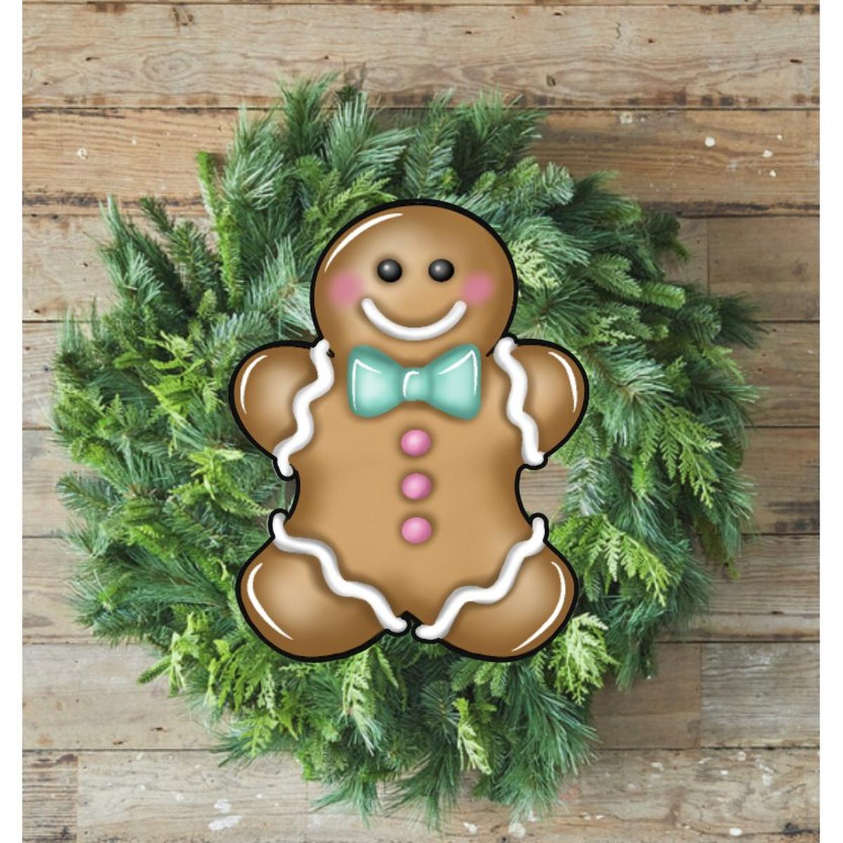 Shop For Gingerbread Boy Blue Teal Sign GBB3 - Wreath Enhancement at Michelle's aDOORable Creations