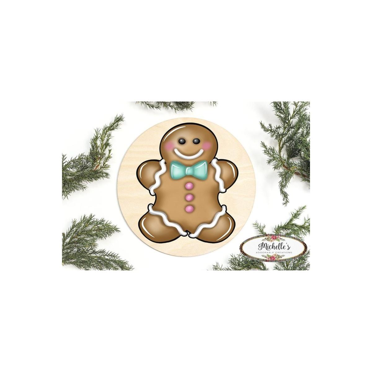 Shop For Gingerbread Boy Blue Teal Sign GBB3 - Wreath Enhancement at Michelle's aDOORable Creations