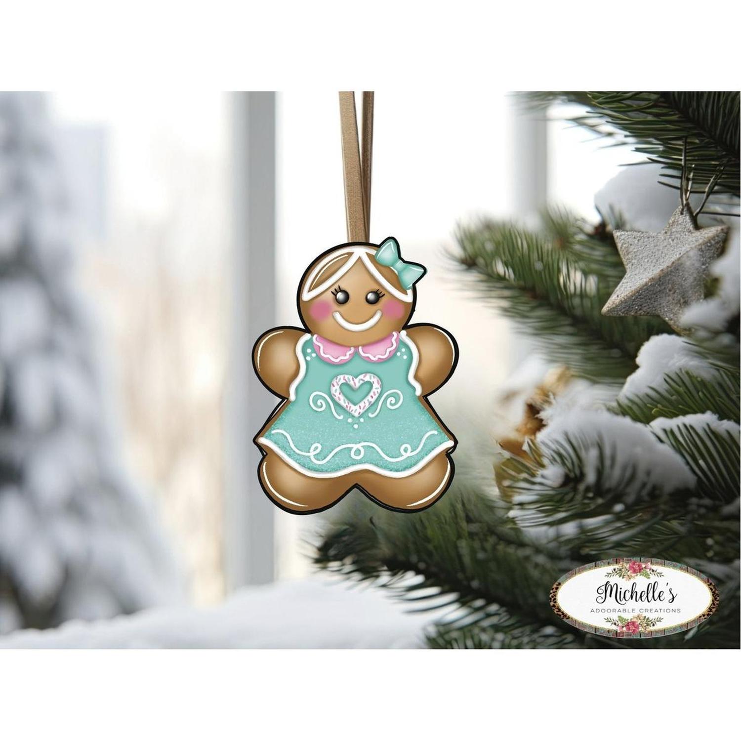 Gingerbread Girl Mint Green Sign GBG3- Wreath Enhancement