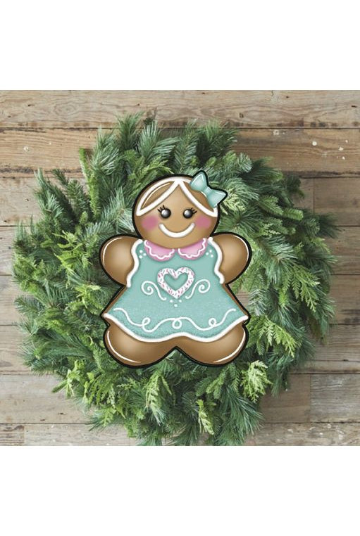 Gingerbread Girl Mint Green Sign GBG3- Wreath Enhancement - Michelle's aDOORable Creations - Signature Signs