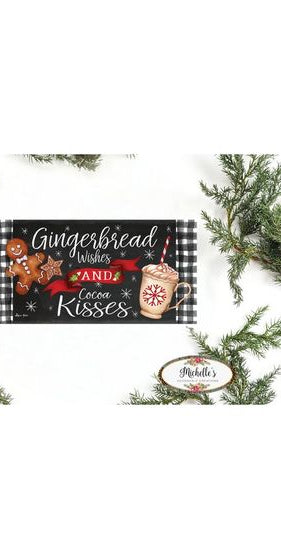 Gingerbread Wishes and Cocoa Kisses Sign - Wreath Enhancement - Michelle's aDOORable Creations - Signature Signs