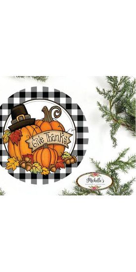Give Thanks Fall Pumpkin Plaid Sign - Wreath Enhancement - Michelle's aDOORable Creations - Signature Signs