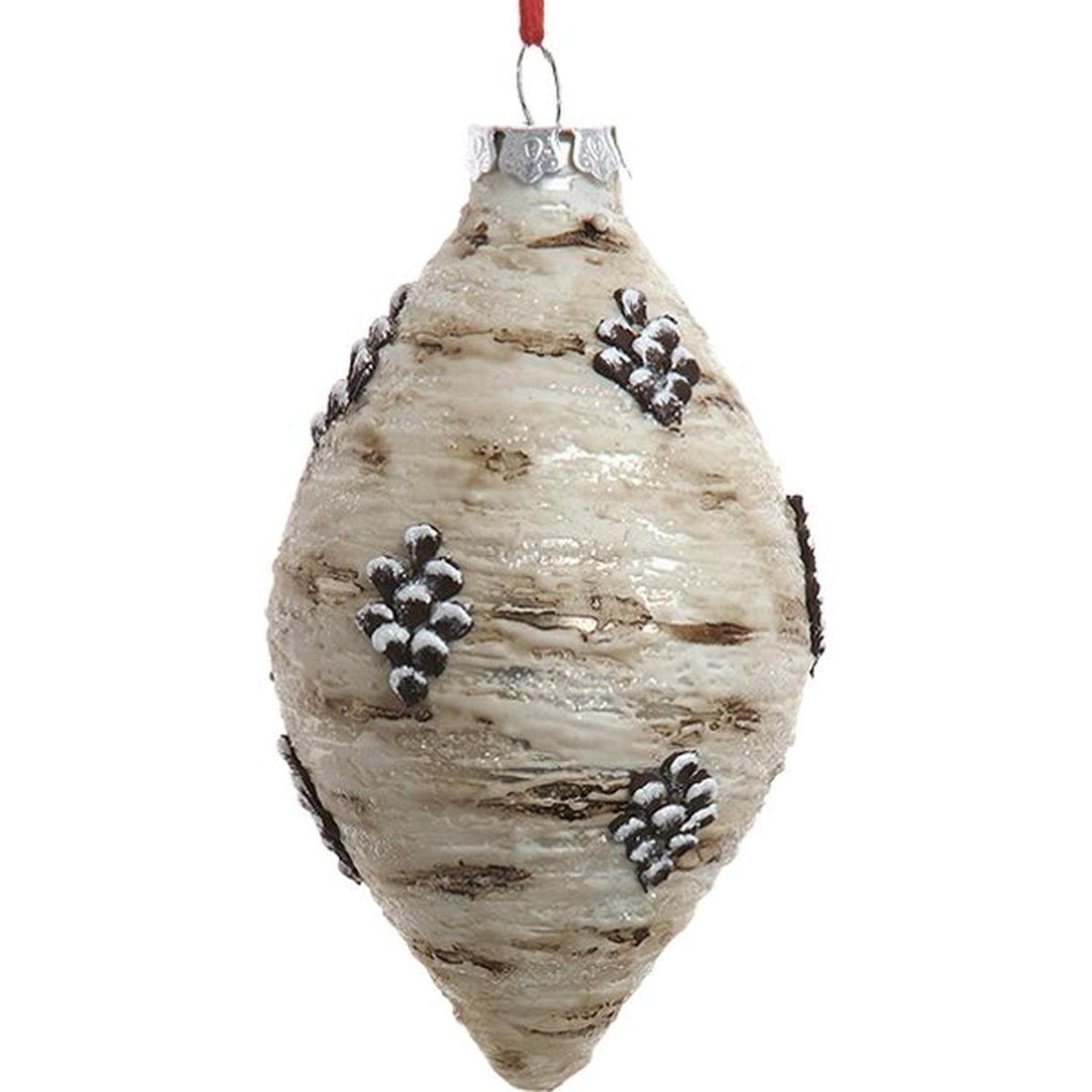 Glass Birch Berries Textured Ornament