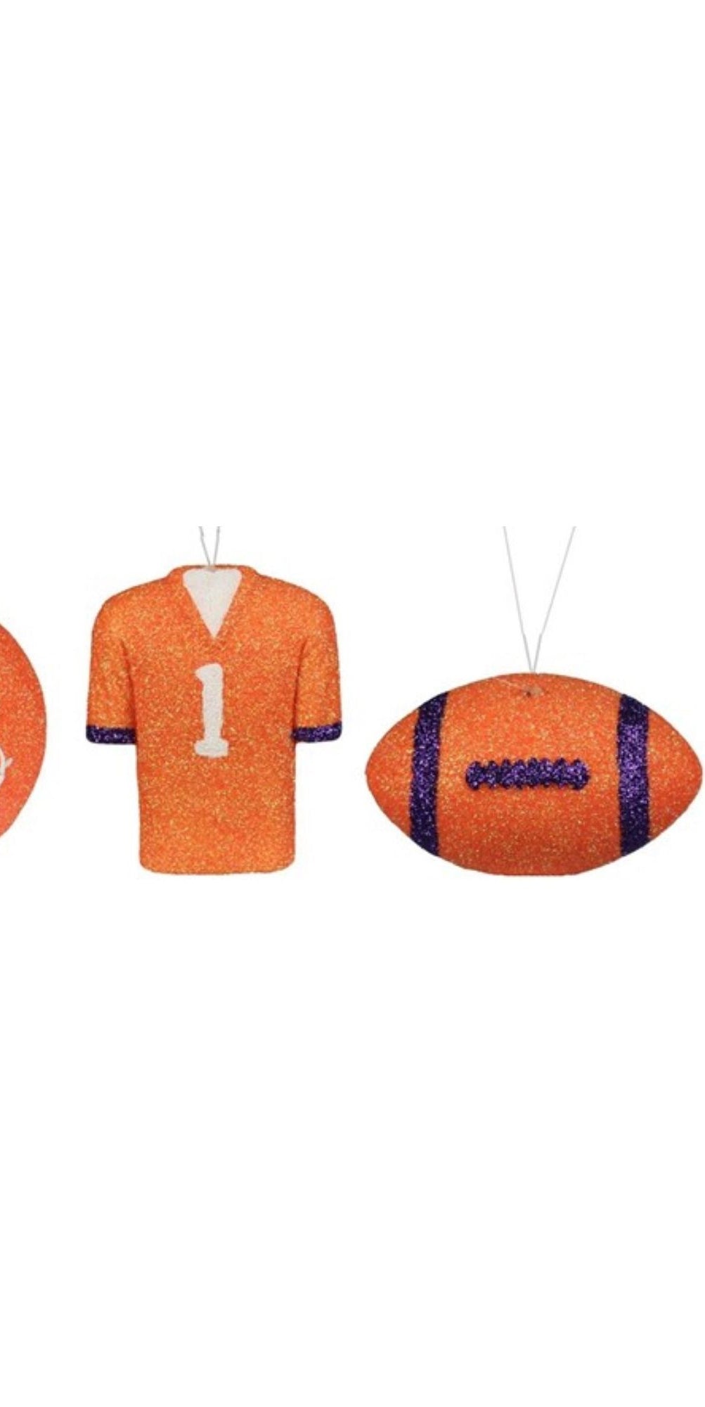 Glitter Football Ornament Assortment: Orange & Purple (Set of 3) - Michelle's aDOORable Creations - Holiday Ornaments