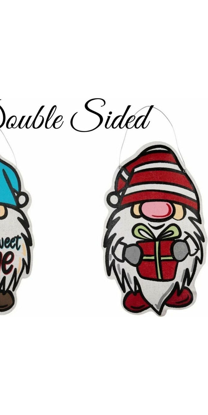 Gnome Reversible Burlee Door Hanger - Michelle's aDOORable Creations - Door Hanger