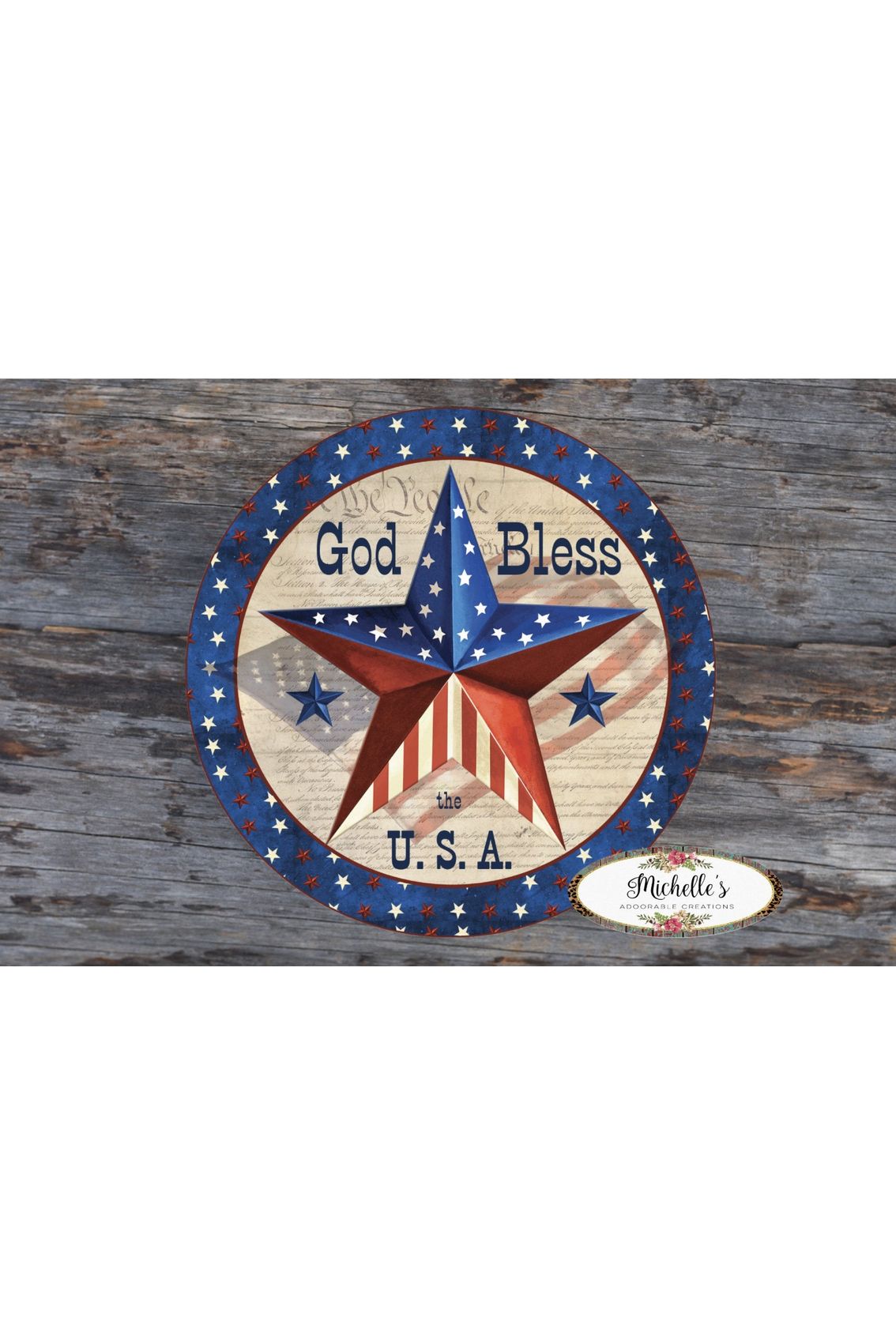 Shop For God Bless The USA Round Sign - Wreath Enhancement
