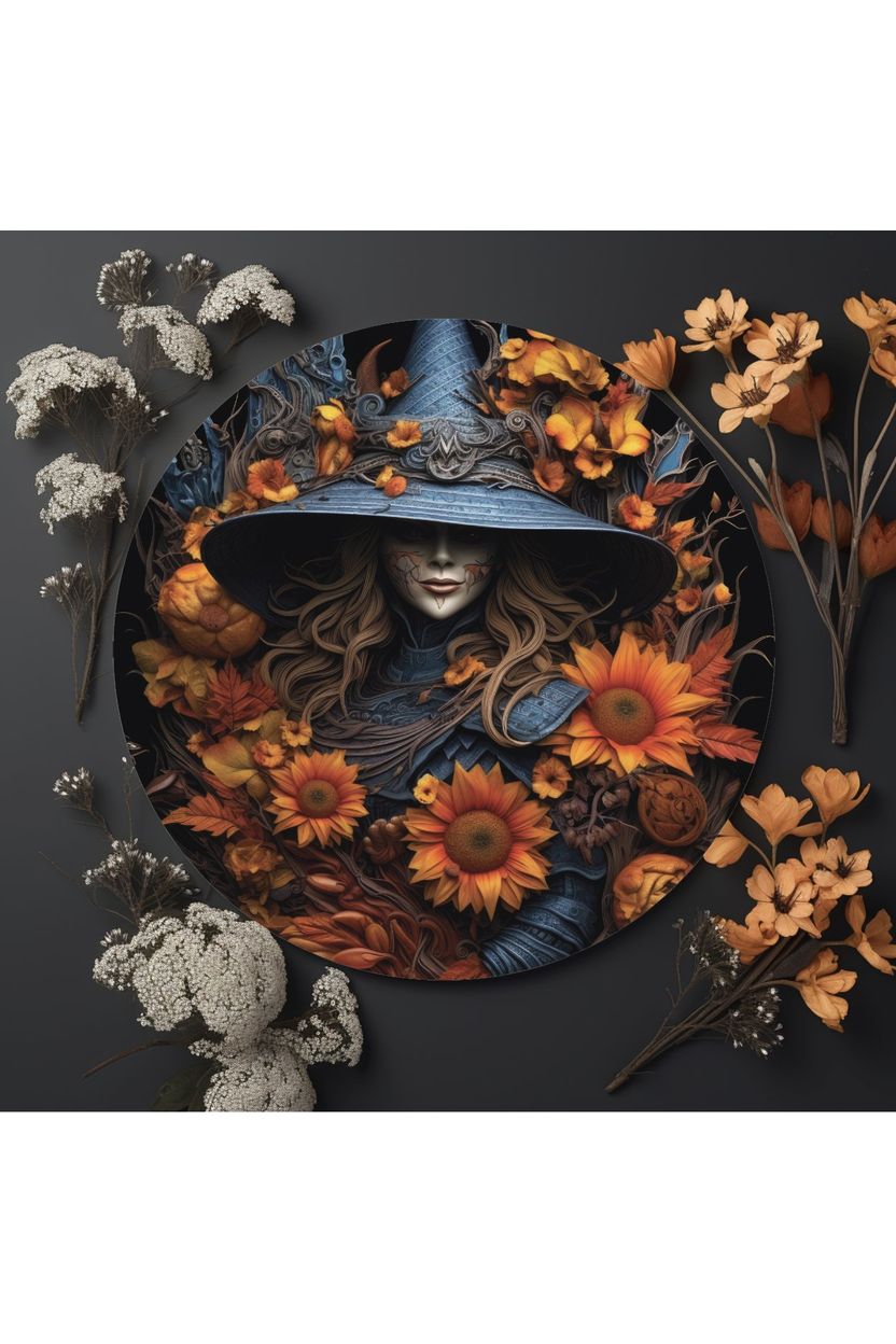 Shop For Halloween 3D Witch Sunflowers Sign - Wreath Enhancement