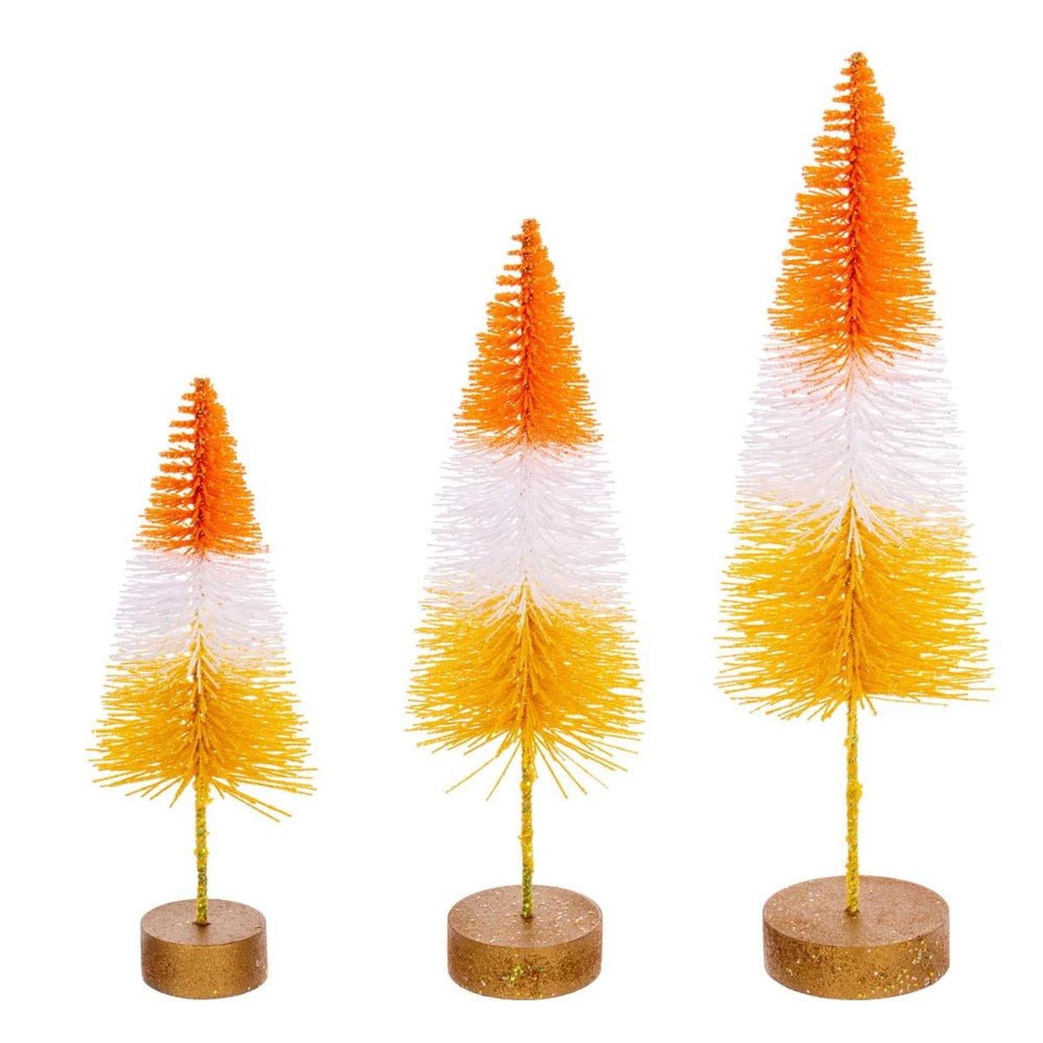 Shop For Halloween Orange Bottle Brush Tree (Set of 3) at Michelle's aDOORable Creations