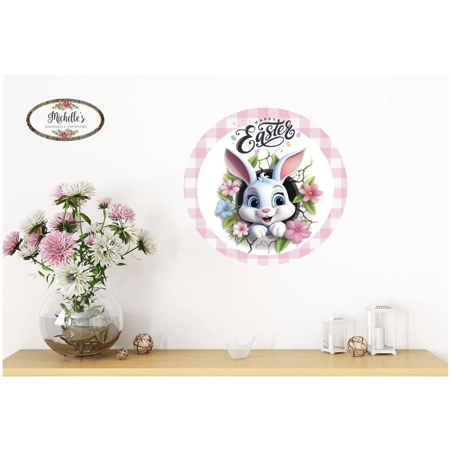 Happy Easter Faux 2D Bunny Sign