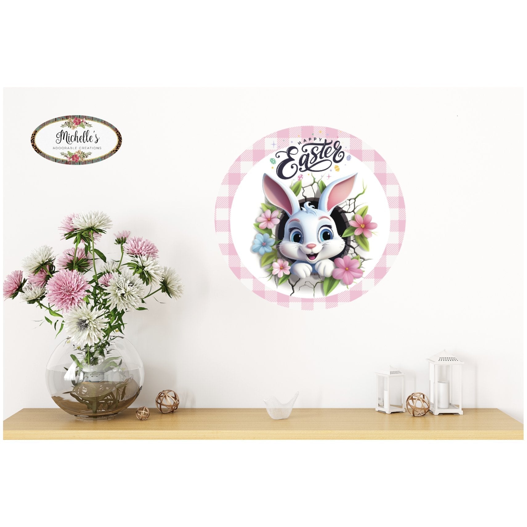 Shop For Happy Easter Faux 3D Bunny Sign - Wreath Enhancement at Michelle's aDOORable Creations