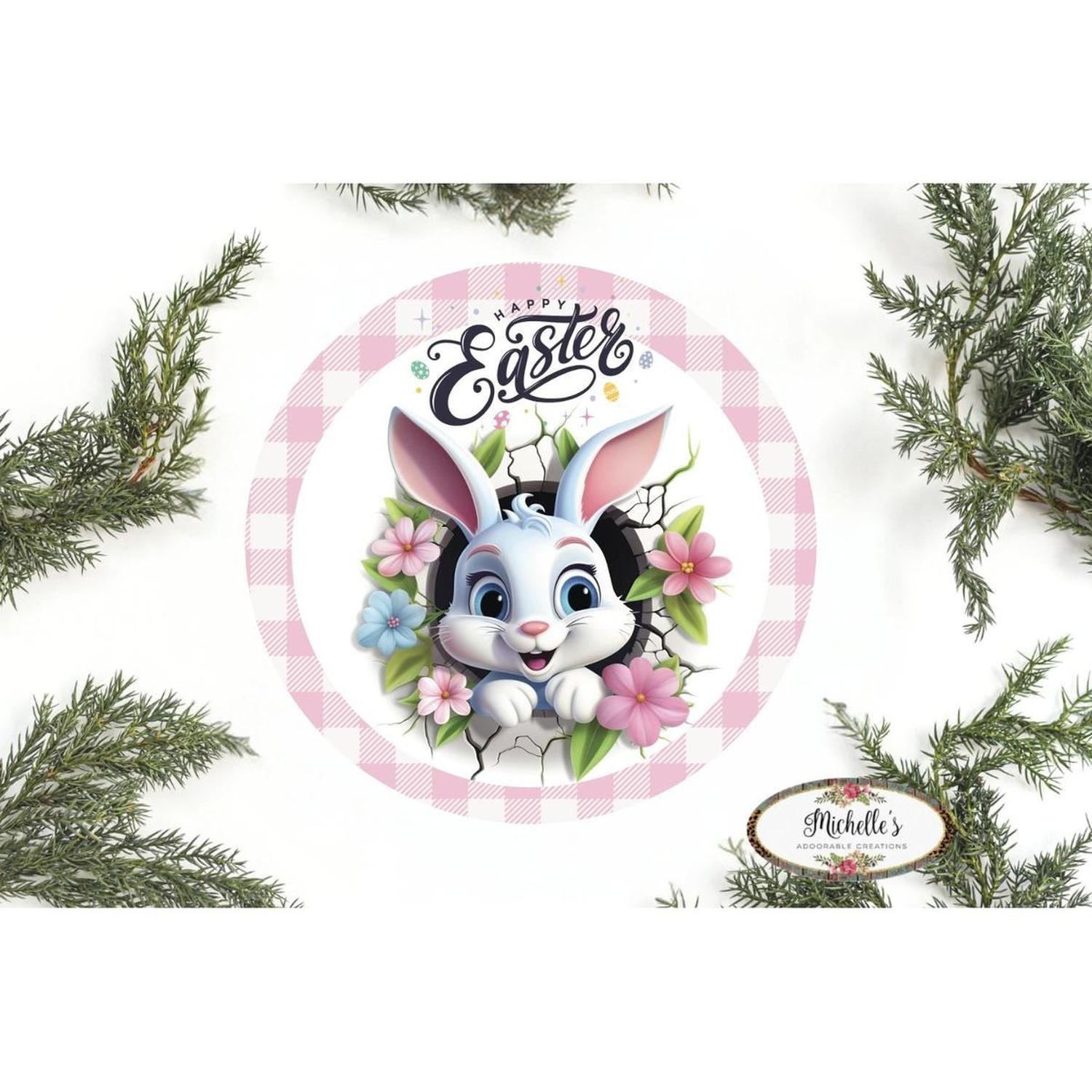 Shop For Happy Easter Faux 3D Bunny Sign - Wreath Enhancement at Michelle's aDOORable Creations