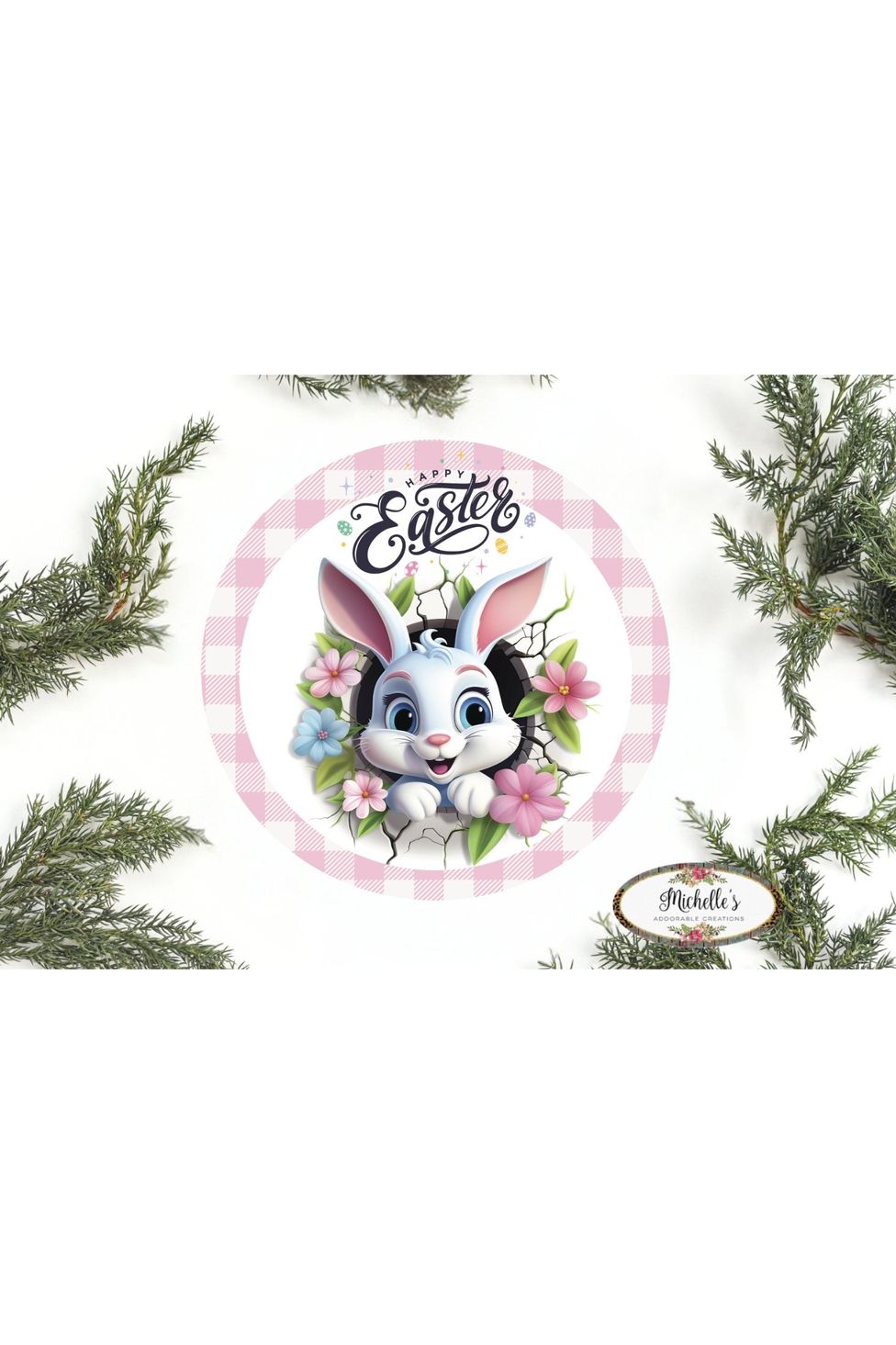 Shop For Happy Easter Faux 3D Bunny Sign - Wreath Enhancement at Michelle's aDOORable Creations