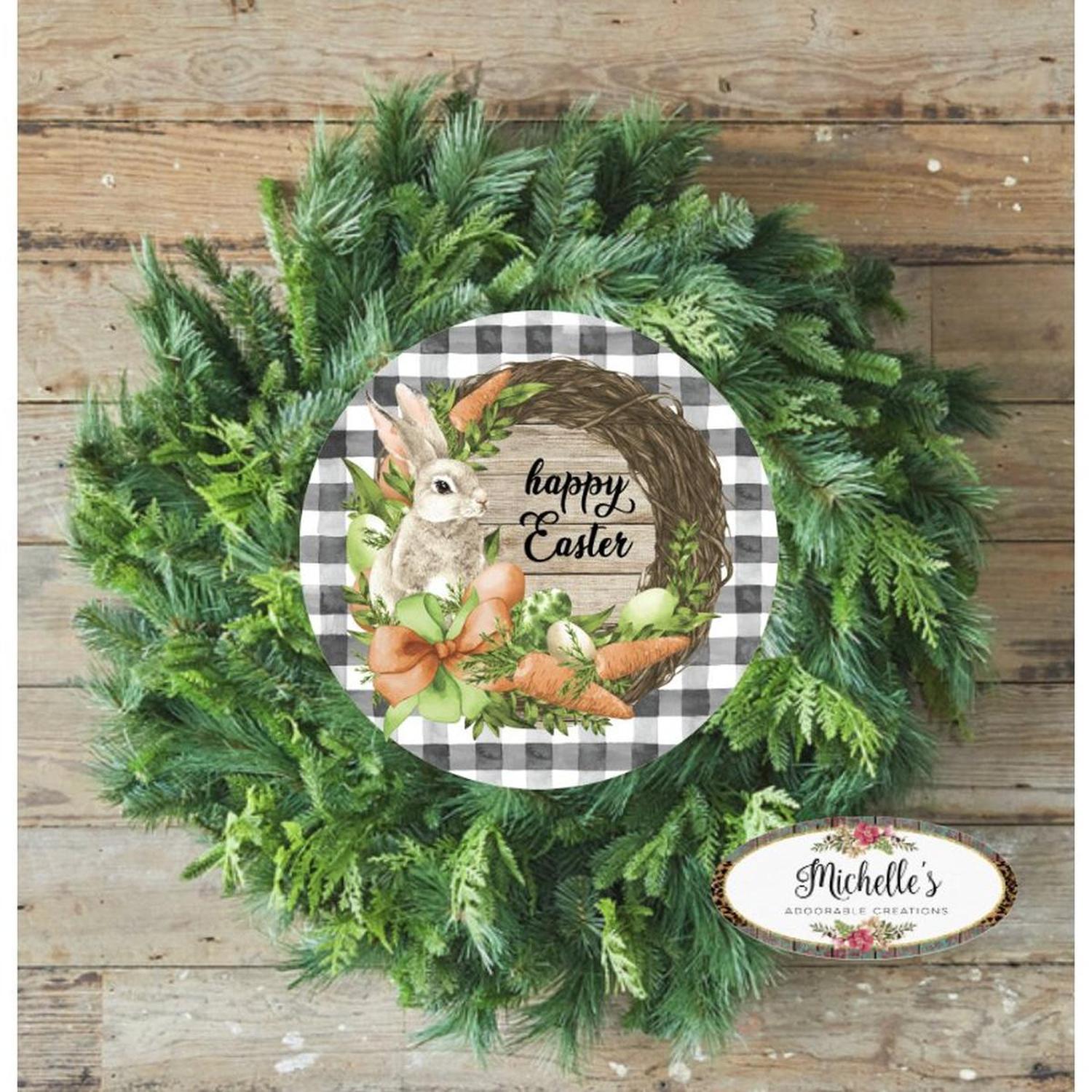 Shop For Happy Easter Grapevine Carrot Bunny Round Sign - Wreath Enhancement at Michelle's aDOORable Creations