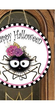 Happy Halloween Cute Spider Sign - Wreath Enhancement - Michelle's aDOORable Creations - Signature Signs