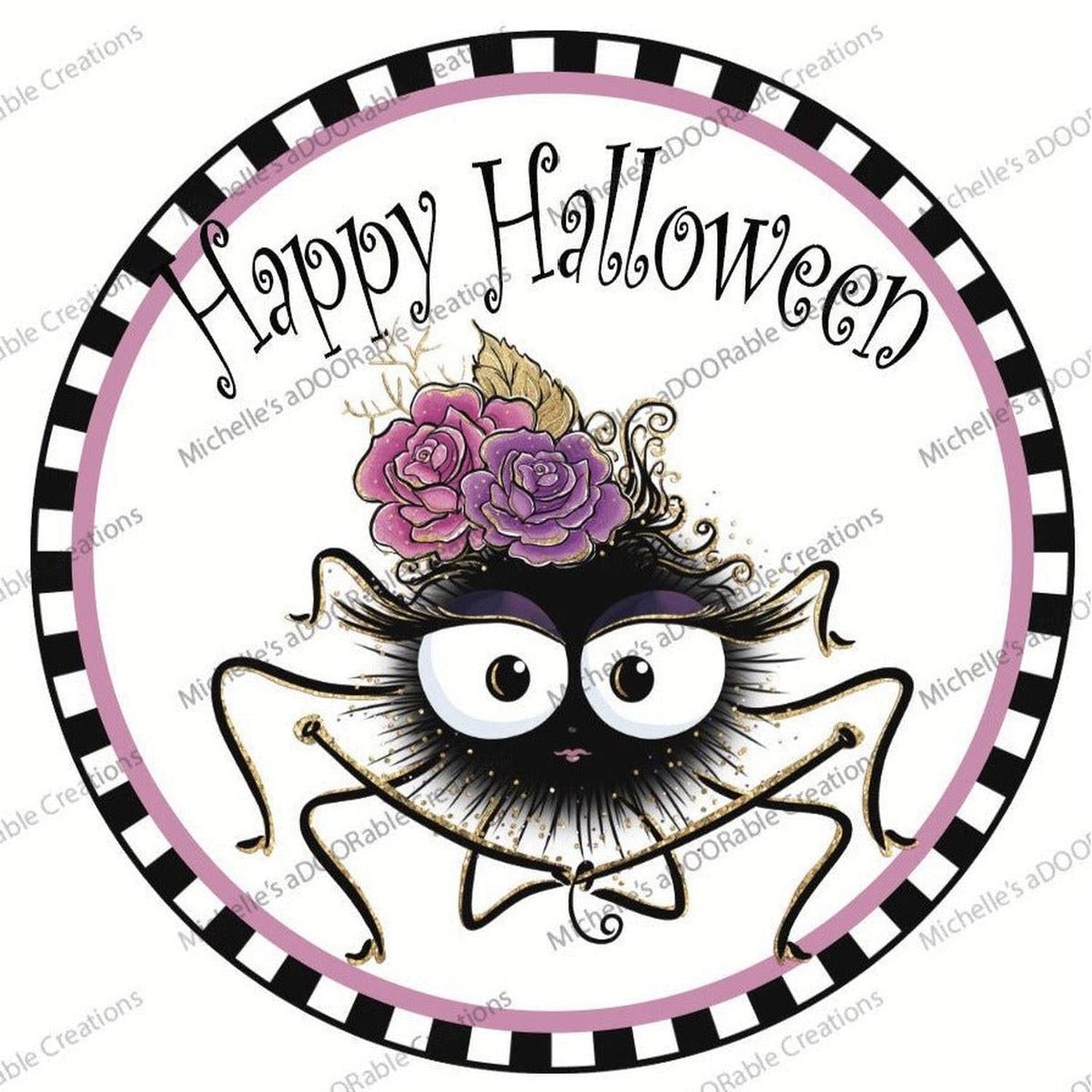 Shop For Happy Halloween Cute Spider Sign - Wreath Enhancement at Michelle's aDOORable Creations