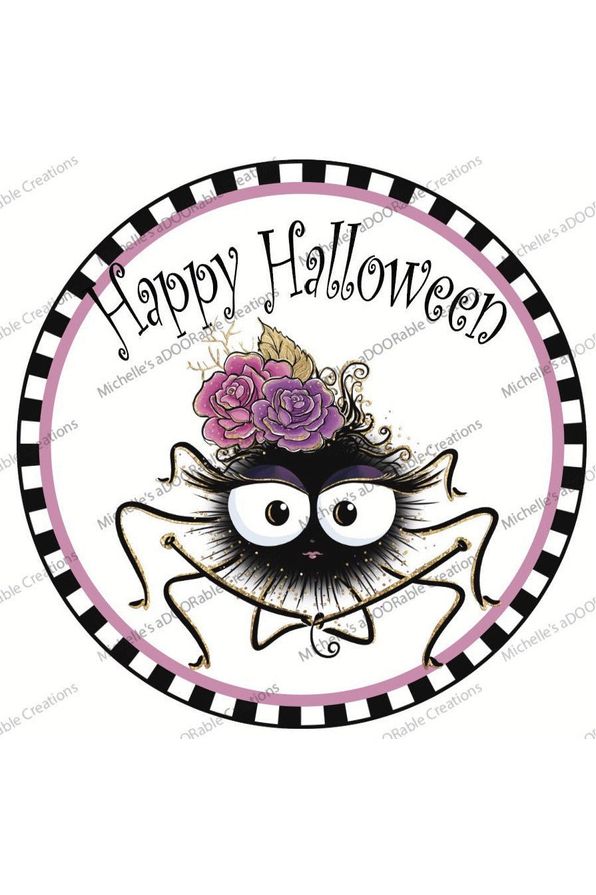 Shop For Happy Halloween Cute Spider Sign - Wreath Enhancement