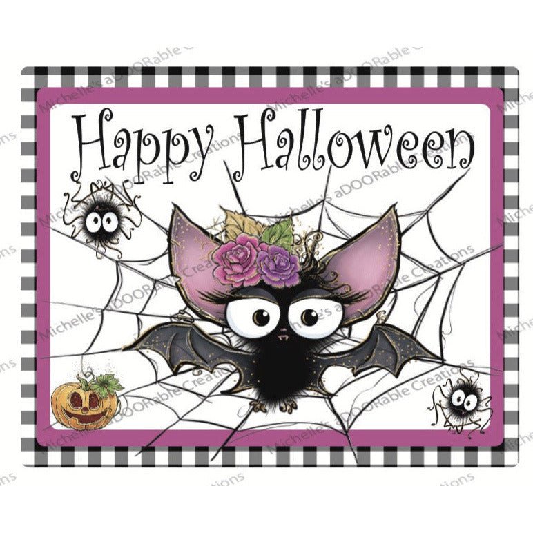 Shop For Happy Halloween Floral Bat Sign - Wreath Enhancement at Michelle's aDOORable Creations