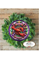 Happy Mardi Gras Crawdad Round Sign - Wreath Enhancement - Michelle's aDOORable Creations - Signature Signs