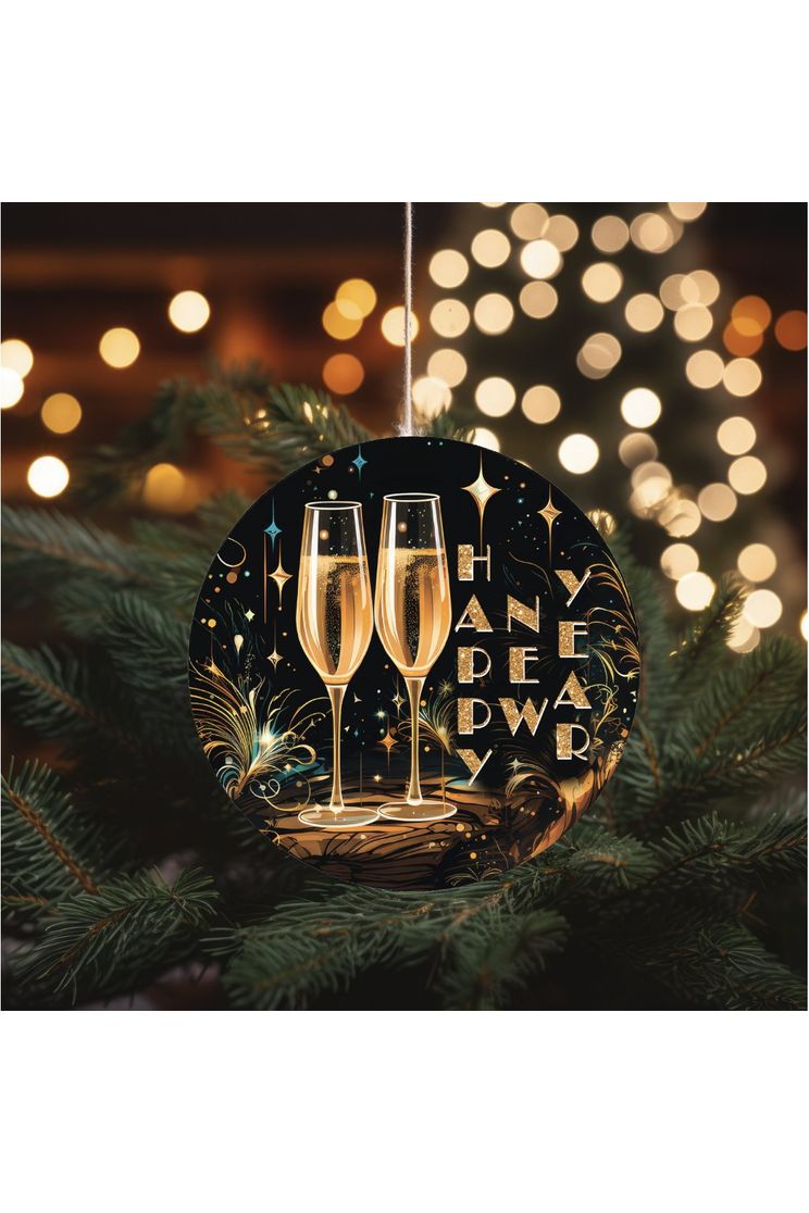 Shop For Happy New Year Champagne Glasses Sign - Wreath Enhancement at Michelle's aDOORable Creations