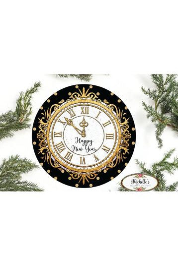 Happy New Year Clock Sign - Wreath Enhancement - Michelle's aDOORable Creations - Signature Signs