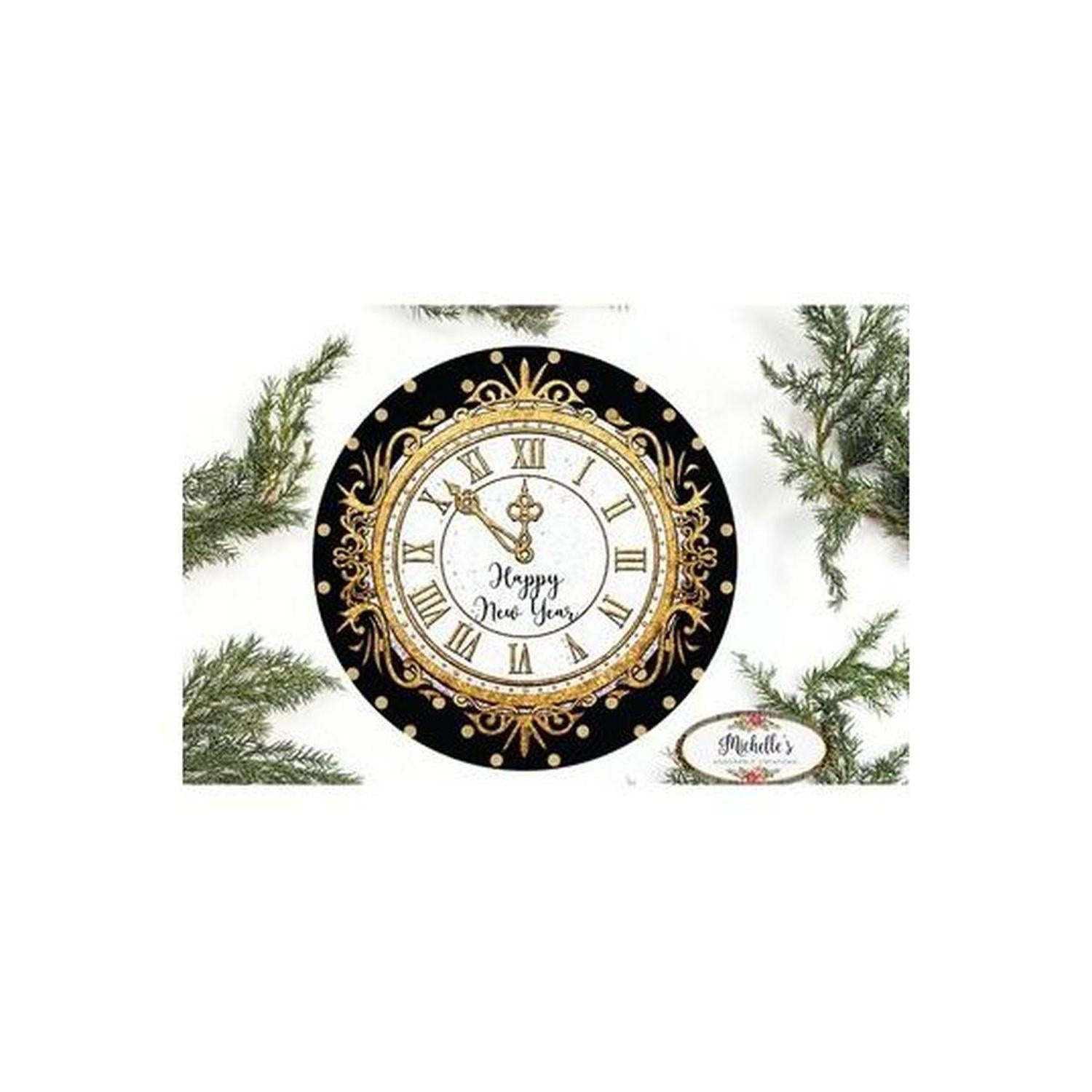 Shop For Happy New Year Clock Sign - Wreath Enhancement at Michelle's aDOORable Creations