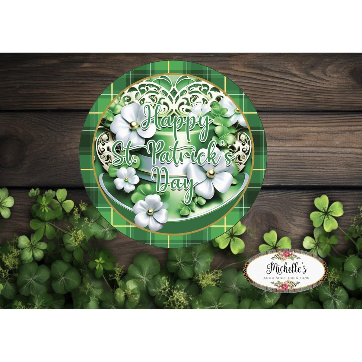 Shop For Happy Saint Patrick Day Hat Sign - Wreath Enhancement at Michelle's aDOORable Creations