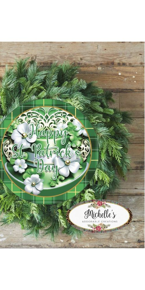 Happy Saint Patrick Day Hat Sign - Wreath Enhancement - Michelle's aDOORable Creations - Signature Signs