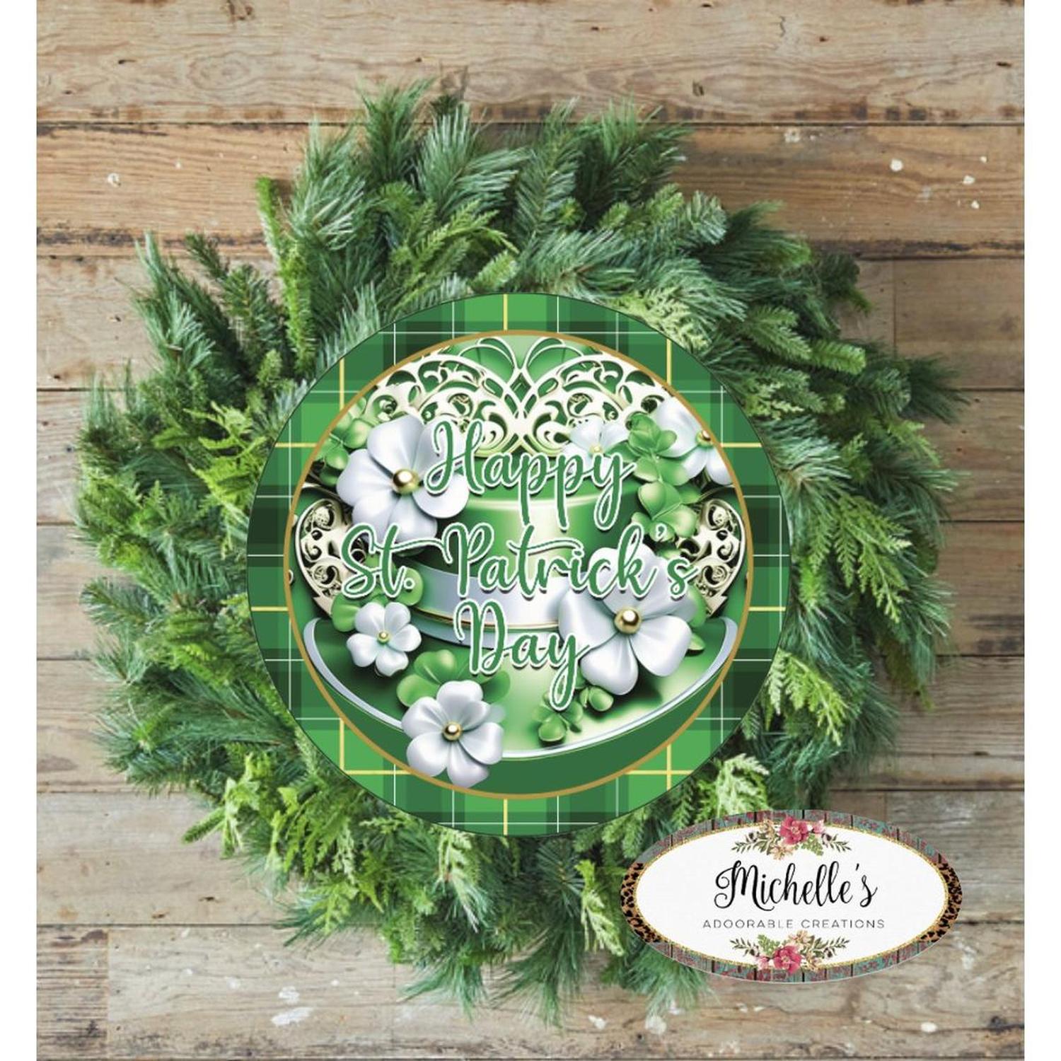 Shop For Happy Saint Patrick Day Hat Sign - Wreath Enhancement at Michelle's aDOORable Creations