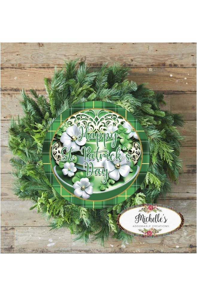 Happy Saint Patrick Day Hat Sign - Wreath Enhancement - Michelle's aDOORable Creations - Signature Signs