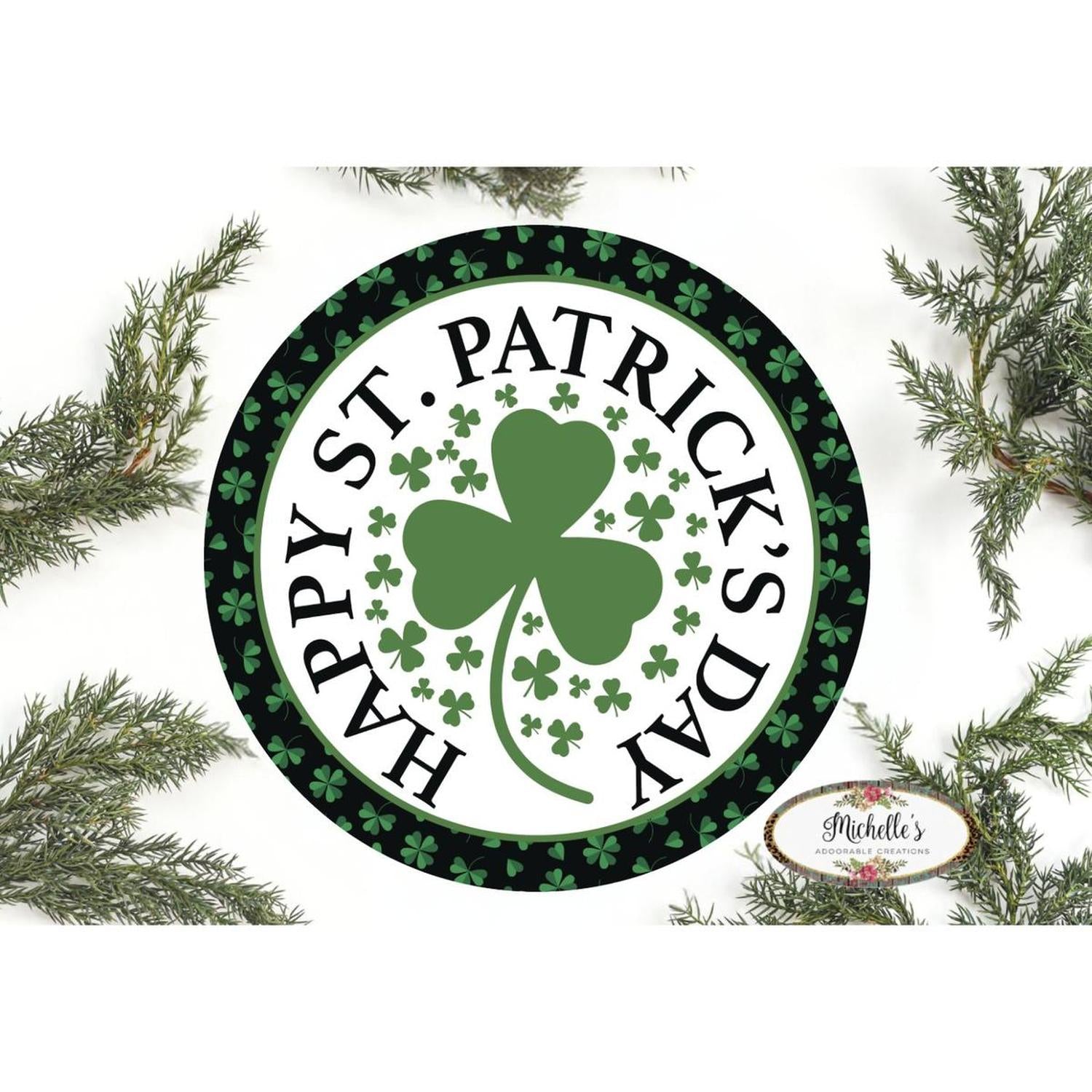 Shop For Happy Saint Patricks Day Clover Sign - Wreath Enhancement at Michelle's aDOORable Creations
