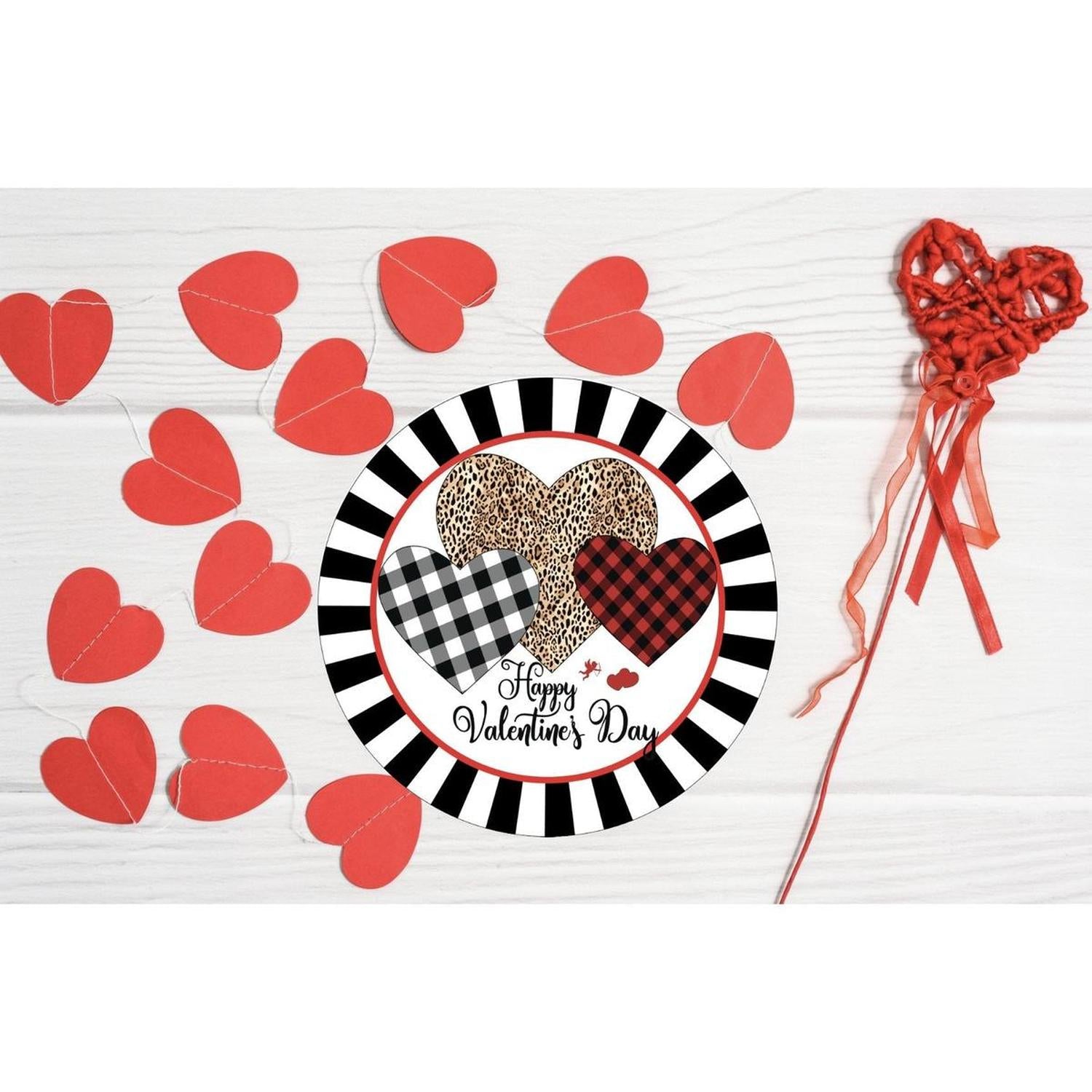 Happy Valentine Multi Pattern Hearts Sign