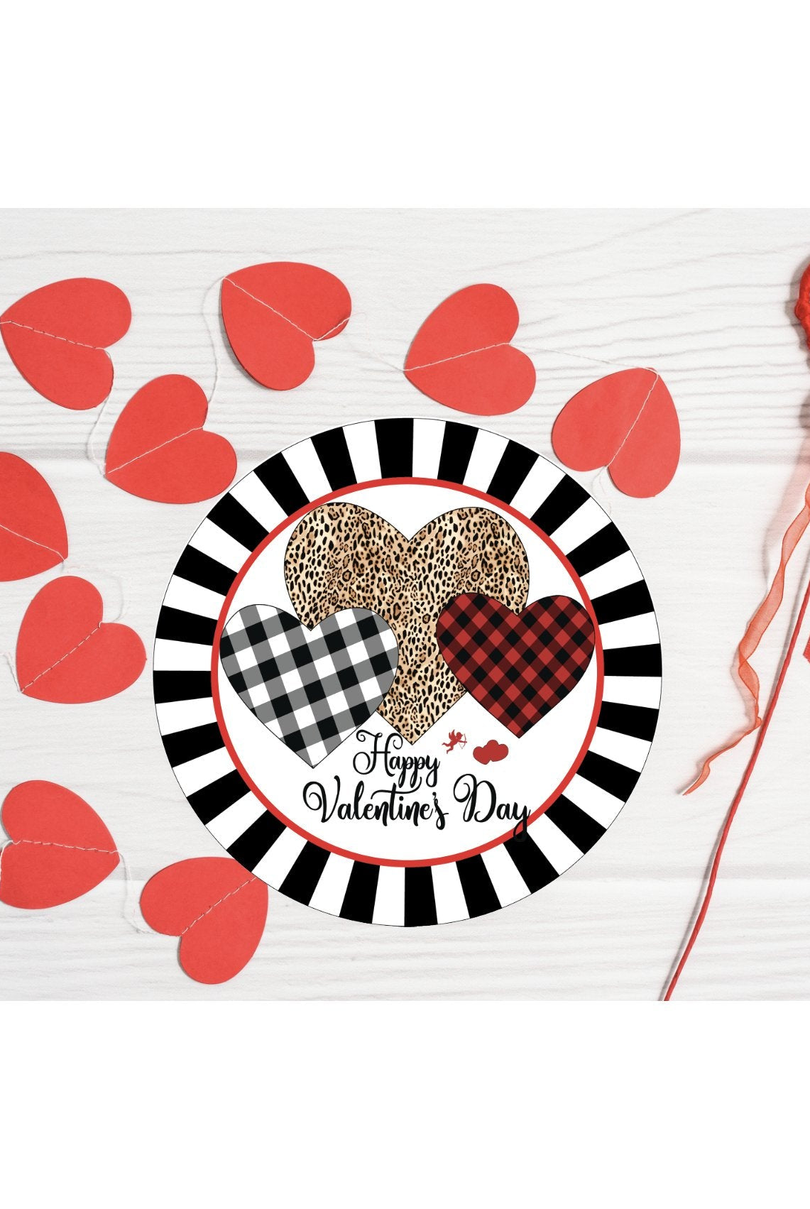 Happy Valentine Multi Pattern Hearts Sign - Wreath Enhancement - Michelle's aDOORable Creations - Signature Signs