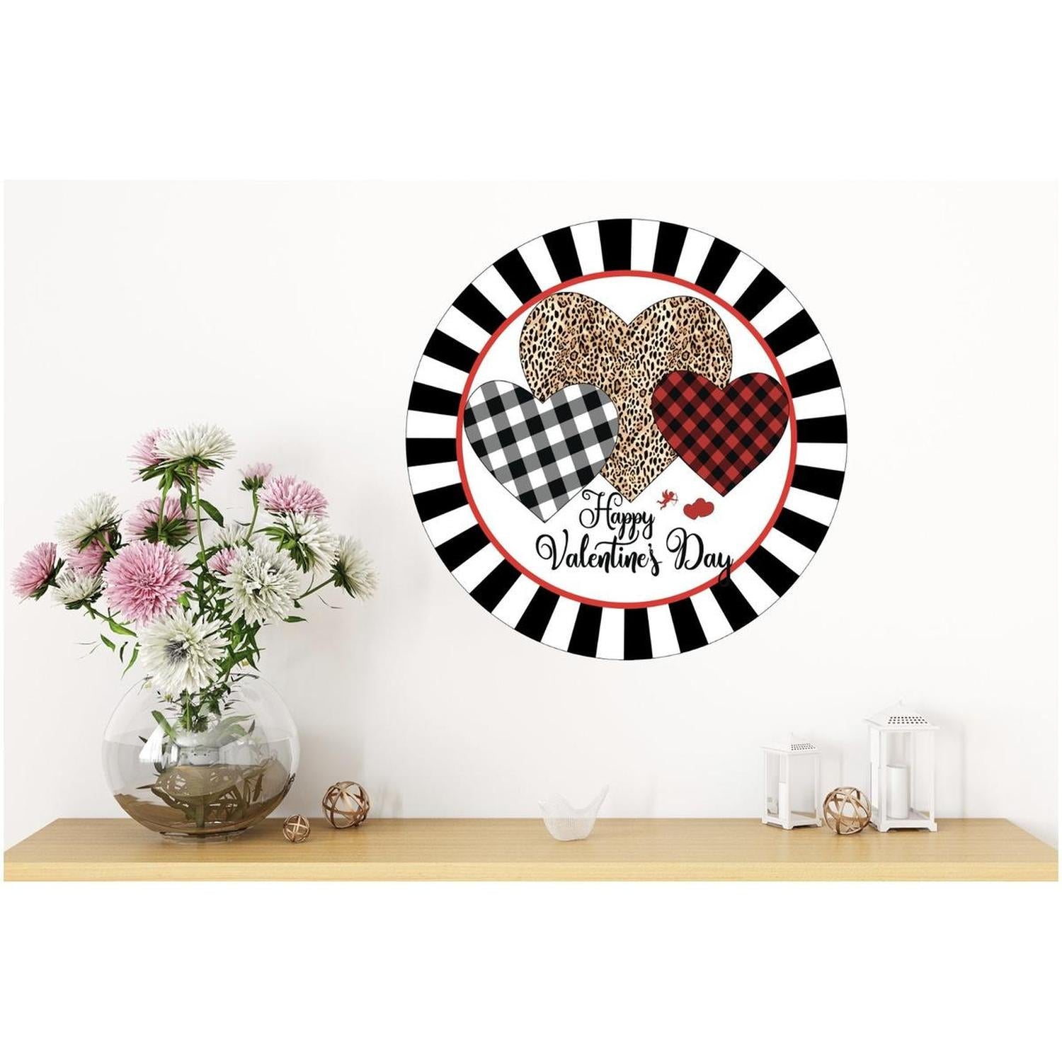 Happy Valentine Multi Pattern Hearts Sign