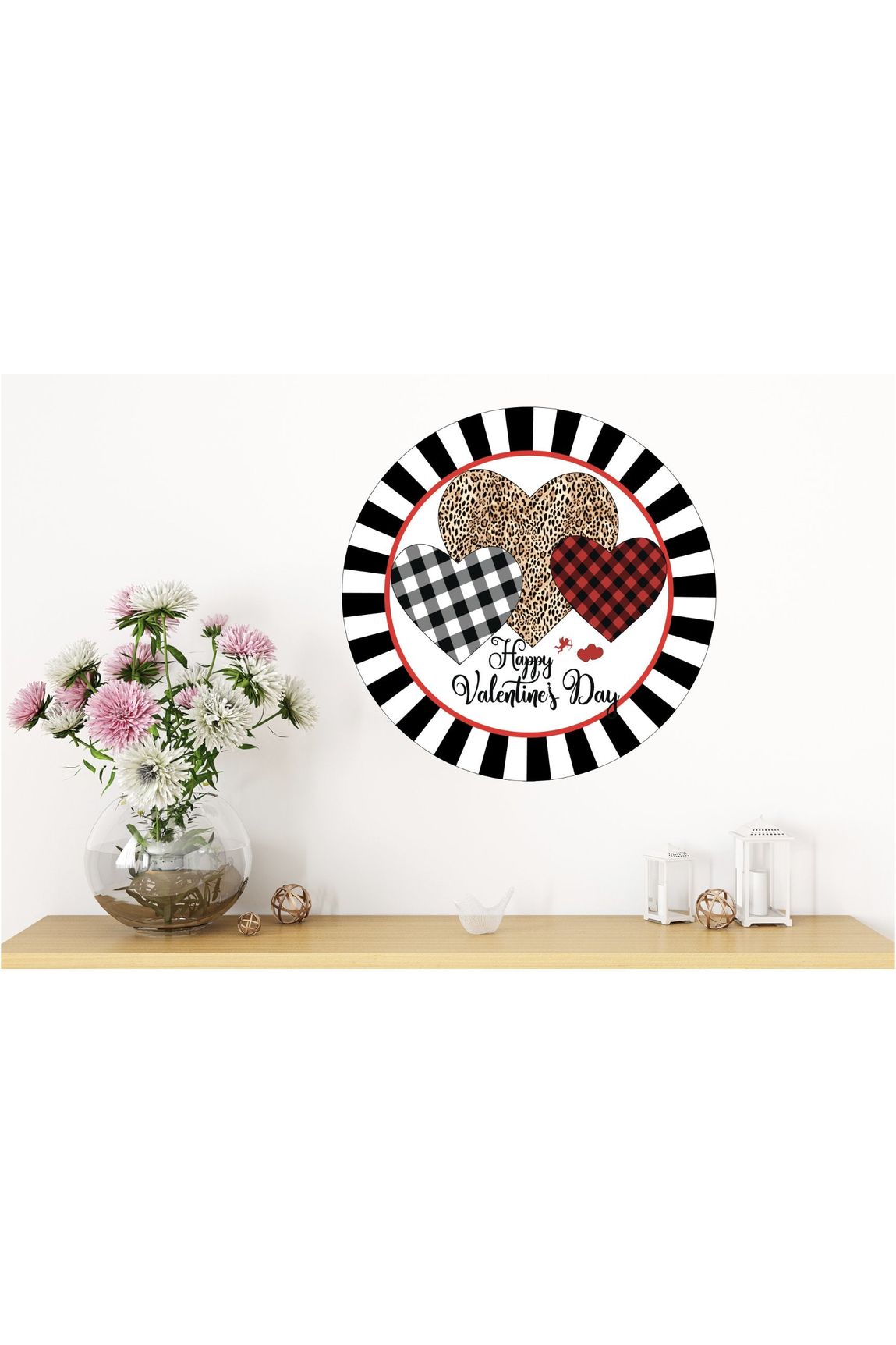 Shop For Happy Valentine Multi Pattern Hearts Sign - Wreath Enhancement