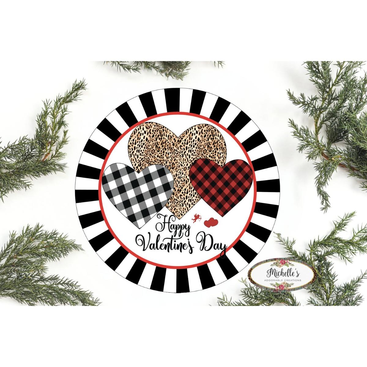 Shop For Happy Valentine Multi Pattern Hearts Sign - Wreath Enhancement at Michelle's aDOORable Creations