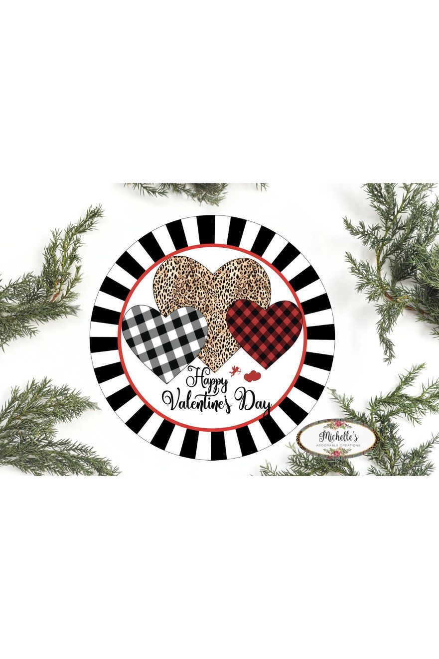 Shop For Happy Valentine Multi Pattern Hearts Sign - Wreath Enhancement