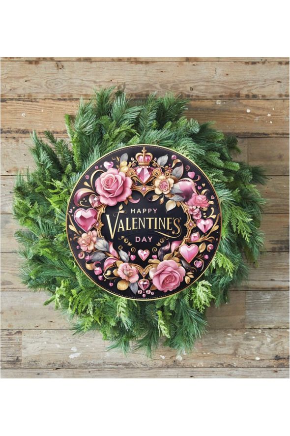 Shop For Happy Valentine's Day Pink Gold Sign - Wreath Enhancement