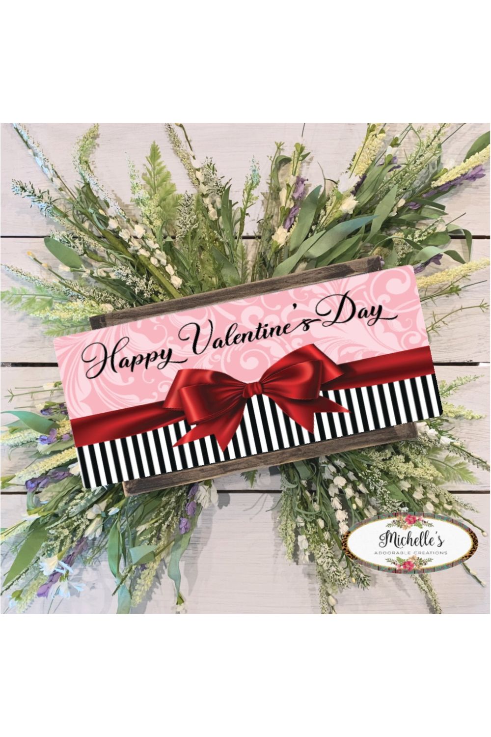Shop For Happy Valentine's Day Red Bow Sign - Wreath Enhancement