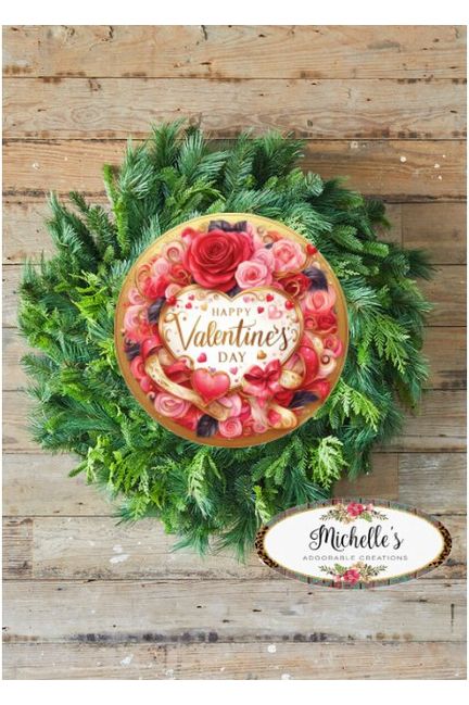 Shop For Happy Valentine's Day Red Gold Rose Sign - Wreath Enhancement