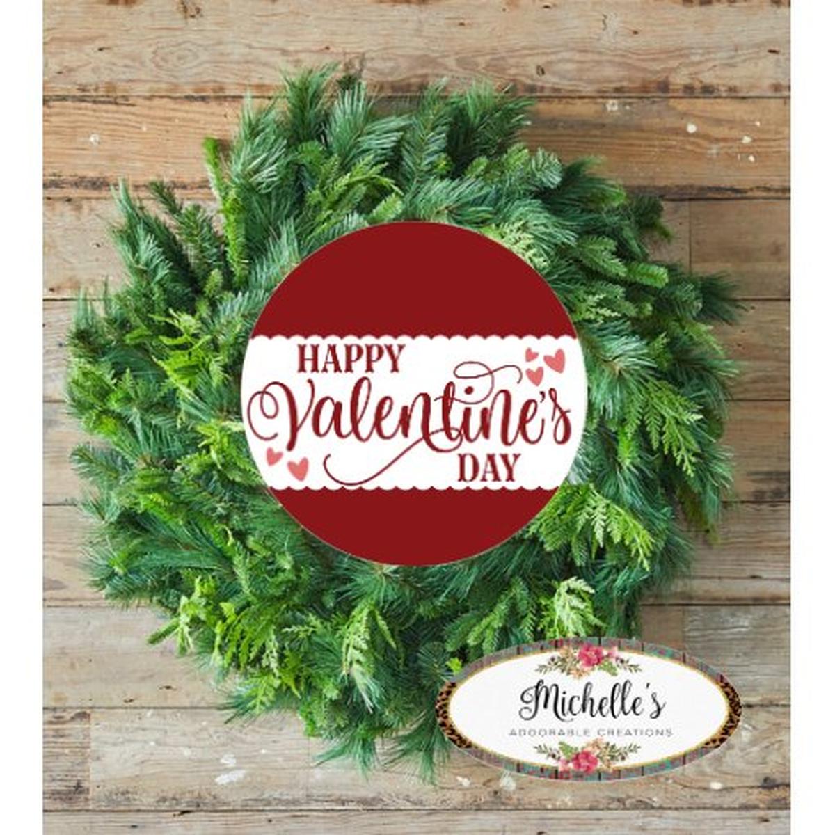 Shop For Happy Valentine's Day Round Metal Sign at Michelle's aDOORable Creations