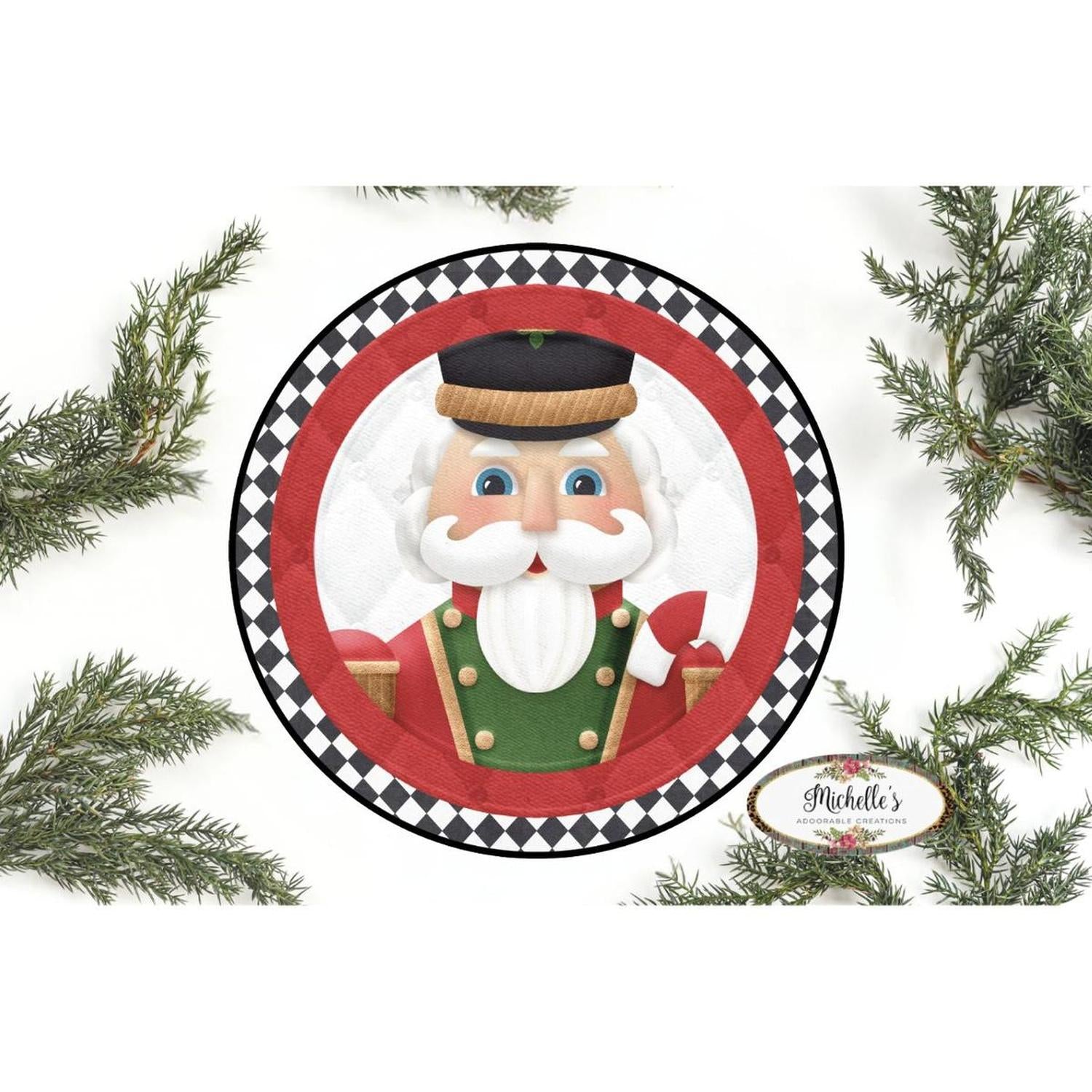 Harlequin Christmas Nutcracker Sign - Wreath Enhancement