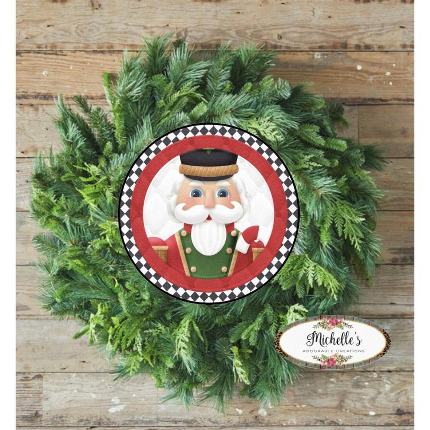 Harlequin Christmas Nutcracker Sign - Wreath Enhancement