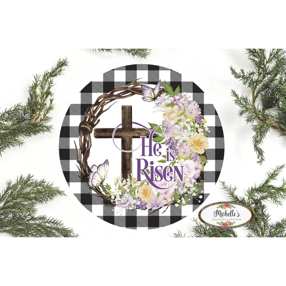 Shop For He Is Risen Crown of Thorns Sign - Wreath Enhancement at Michelle's aDOORable Creations