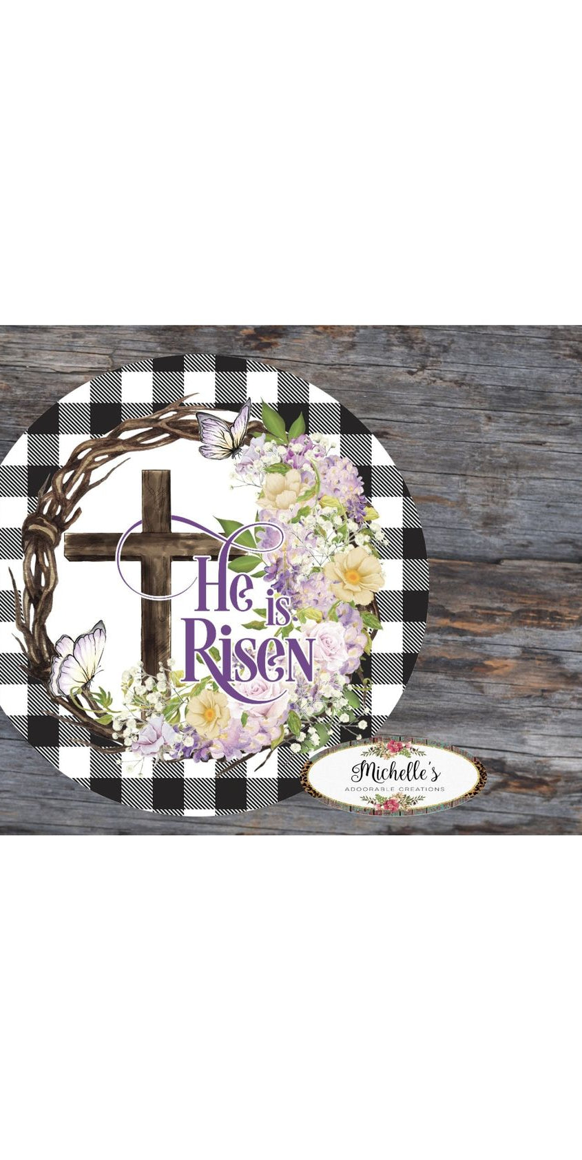 He Is Risen Crown of Thorns Sign - Wreath Enhancement - Michelle's aDOORable Creations - Signature Signs