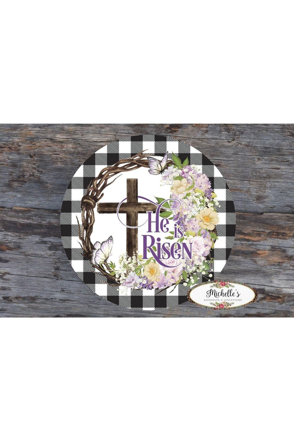 Shop For He Is Risen Crown of Thorns Sign - Wreath Enhancement at Michelle's aDOORable Creations