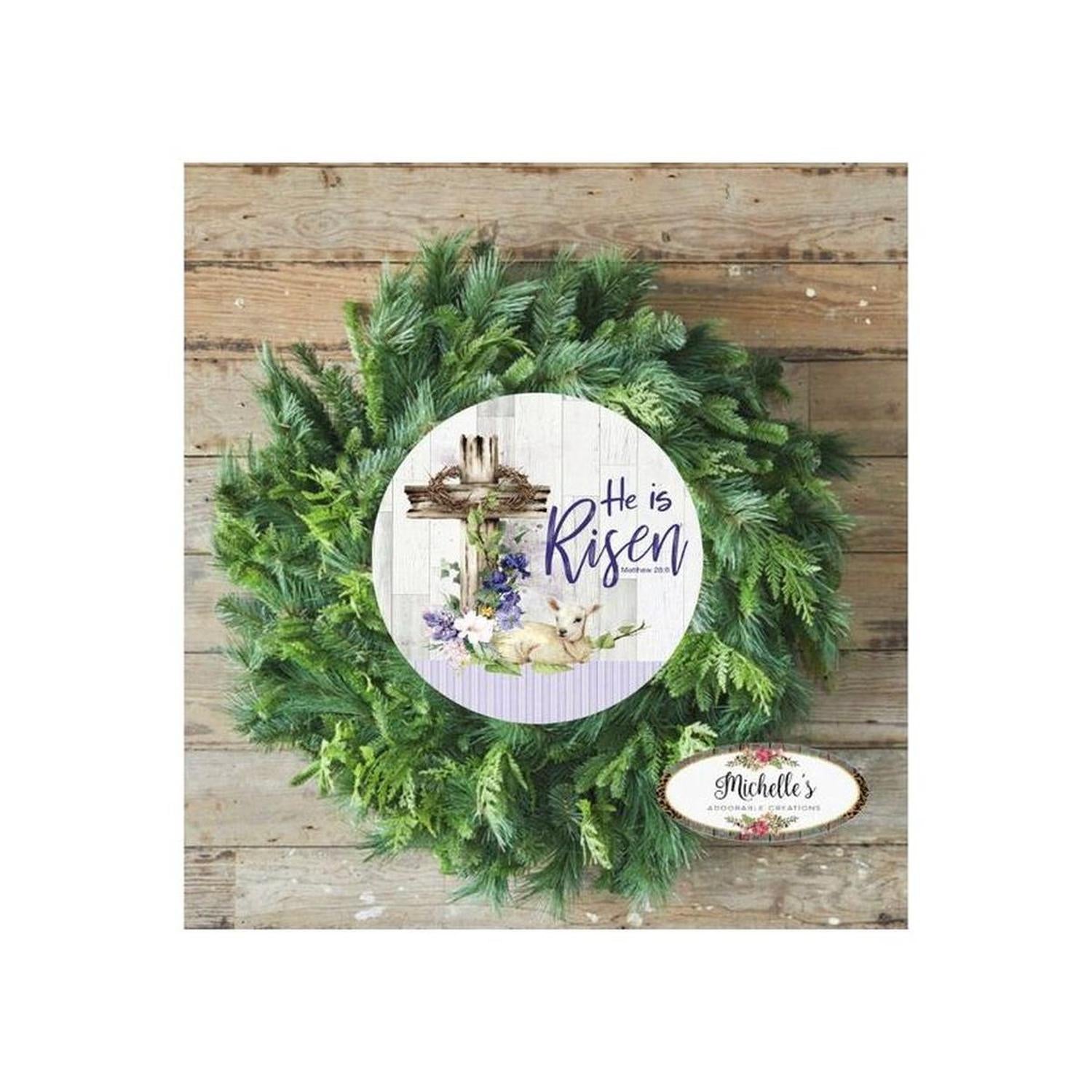 He Is Risen Easter Lamb Sign - Wreath Enhancement