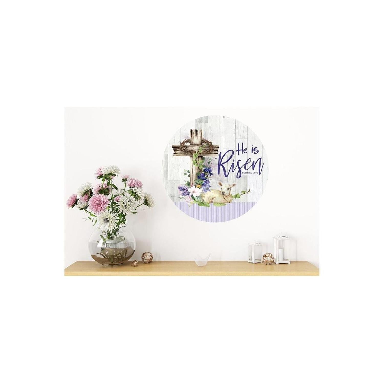 He Is Risen Easter Lamb Sign - Wreath Enhancement