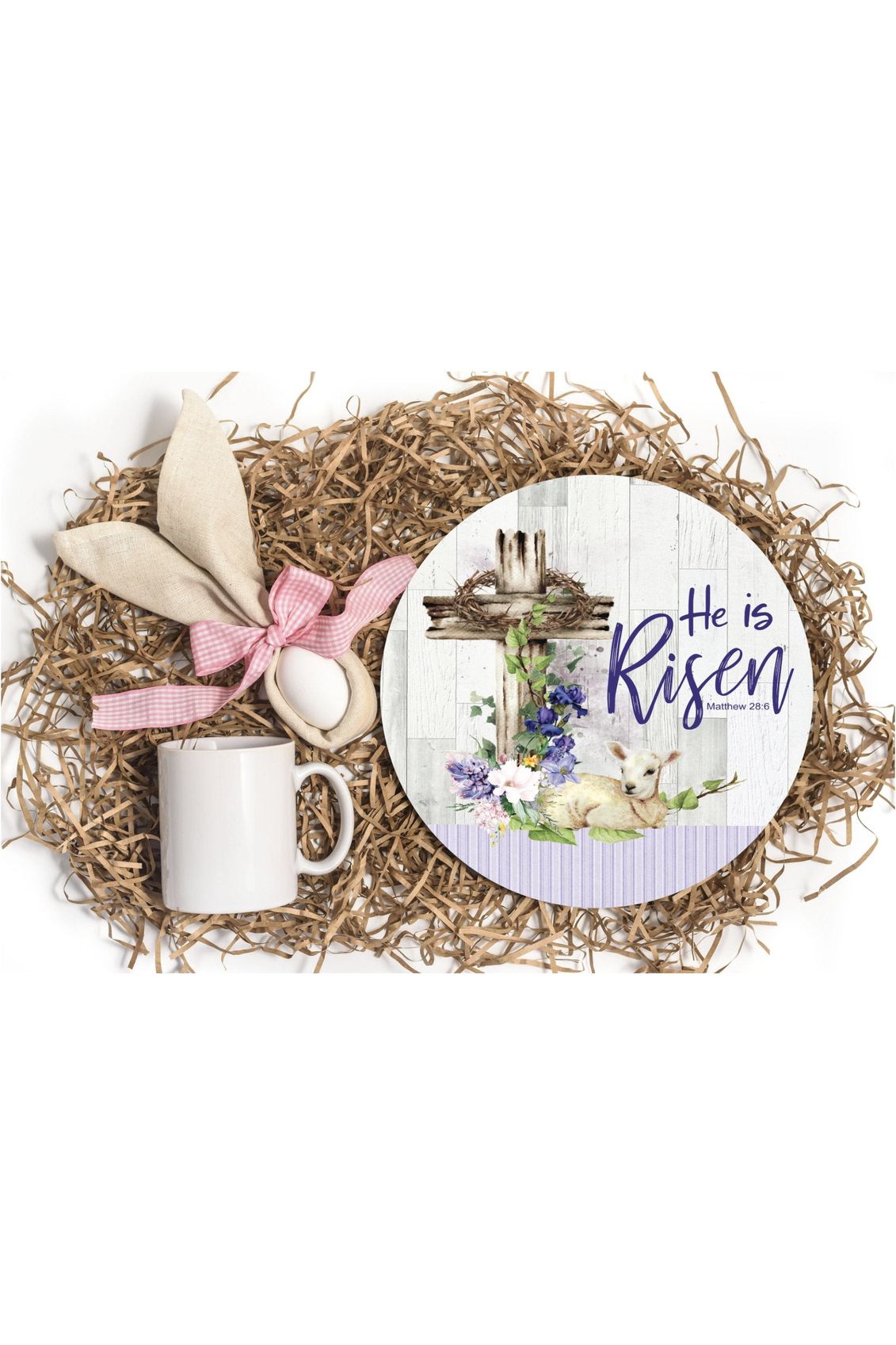 Shop For He Is Risen Easter Lamb Sign - Wreath Enhancement