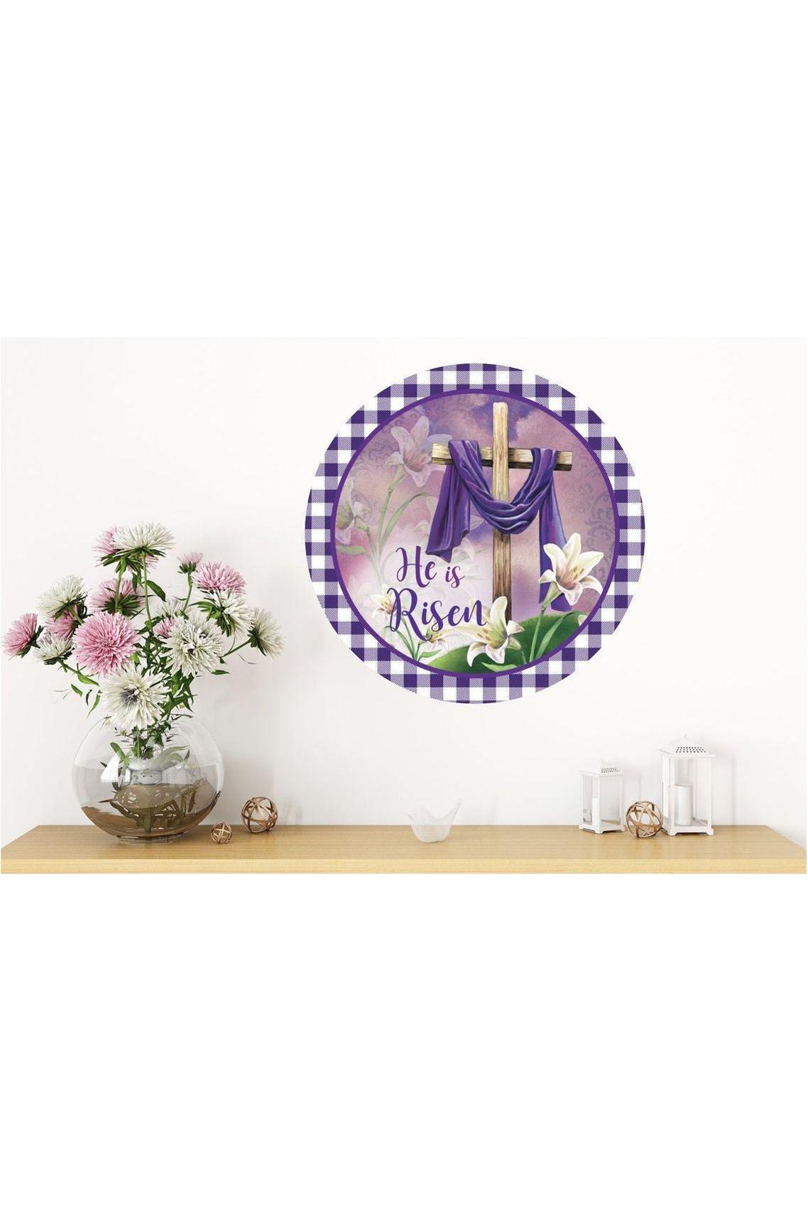 Shop For He Is Risen Easter Lily Sign - Wreath Enhancement at Michelle's aDOORable Creations