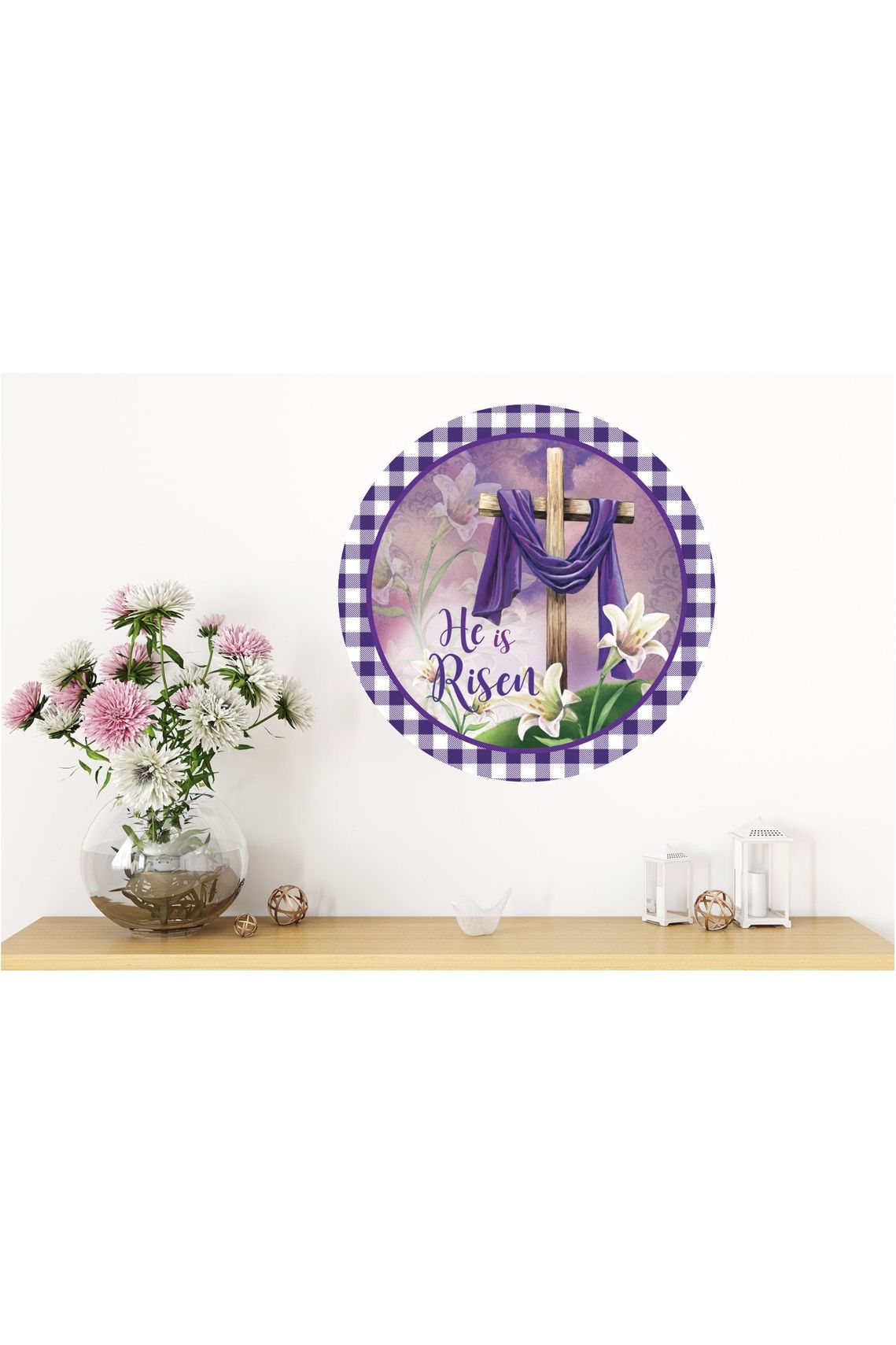 Shop For He Is Risen Easter Lily Sign - Wreath Enhancement